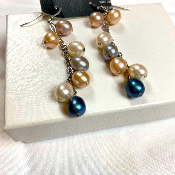 Multicolour Pearl Dangle Earrings - Picture 2 of 3